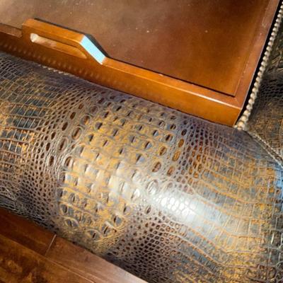 Sale Photo Thumbnail #242: Square Coffee Table with Removable Serving Tray.  Faux Alligator Hide Finish
42" Square X 20" Tall (matches listed sofa)