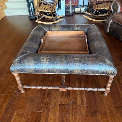 Sale Photo Thumbnail #245: Square Coffee Table with Removable Serving Tray.  Faux Alligator Hide Finish
42" Square X 20" Tall (matches listed sofa)