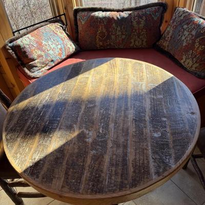 42" Round Rustic Farmhouse Table with Two Hickory Farmhouse style Chairs