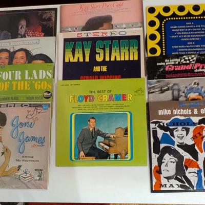 Sale Photo Thumbnail #189: A mixed-genre bundle of classic mid-century to 1970s LPs featuring vocal greats, piano legends, and vintage comedy. Perfect for collectors, decorators, and anyone curating a nostalgic vinyl library.

Includes (9 Records):

Kay Starr – Kay Starr & The Ge