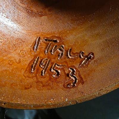 Vintage Italian Gold Urn Vase - 1953 Embossed Drapery and Tassel Design