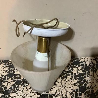 Sale Photo Thumbnail #78: This is a smaller vintage ceiling light, with frosted light shade.