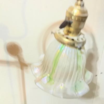 Sale Photo Thumbnail #88: This is a very nice desk or table lamp with a very nice iridescent lamp shade.