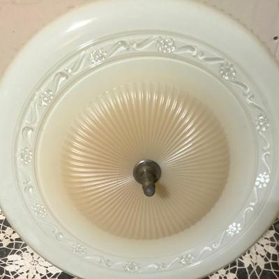 Sale Photo Thumbnail #63: This is a great vintage ceiling light chandelier.  It is glass Art Deco has 5 bulbs.