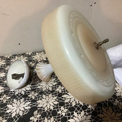 Sale Photo Thumbnail #59: This is a great vintage ceiling light chandelier.  It is glass Art Deco has 5 bulbs.