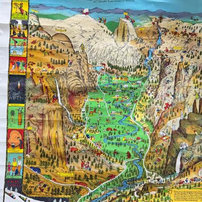 Sale Photo Thumbnail #199: Paperweights are NOT included in the lot. You are bidding on rolled 1977 Calendar, Movie poster, Yosemite vintage 1931 map, Navy poem. Vintage ephemera. Apollo 11 25th anniversary posters. A lot of the paper dates from 1900s, and as such as wear , it also