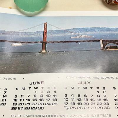 Sale Photo Thumbnail #205: Paperweights are NOT included in the lot. You are bidding on rolled 1977 Calendar, Movie poster, Yosemite vintage 1931 map, Navy poem. Vintage ephemera. Apollo 11 25th anniversary posters. A lot of the paper dates from 1900s, and as such as wear , it also