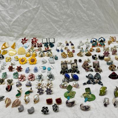 Sale Photo Thumbnail #273: Fashion jewelry, 87 pairs , stones, enamel, crystal huge variety, most with backs.