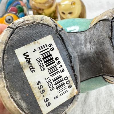 Sale Photo Thumbnail #286: Malachite carved animals , South African handmade raku ceramic animals, 2 resin pandas, Ceramic "stone" Polar bears,