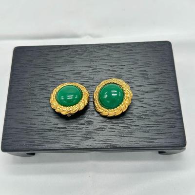 Golden And Green Colored Earrings