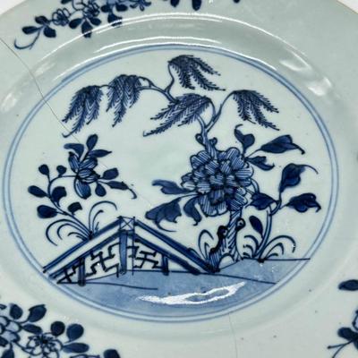 Chinese Vintage Blue and White Porcelain Export Plate-restored local pickup and shipping available