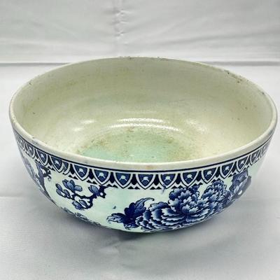 Big vintage porcelain blue and white bowl-local pickup and shipping available