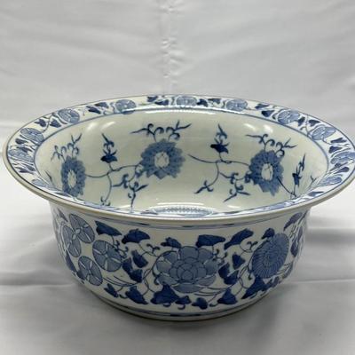 Large Chinese Vintage Porcelain Blue and White Basin with Four Characters Mark-local pickup and shipping available