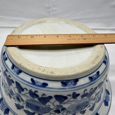 Large Chinese Vintage Porcelain Blue and White Basin with Four Characters Mark-local pickup and shipping available