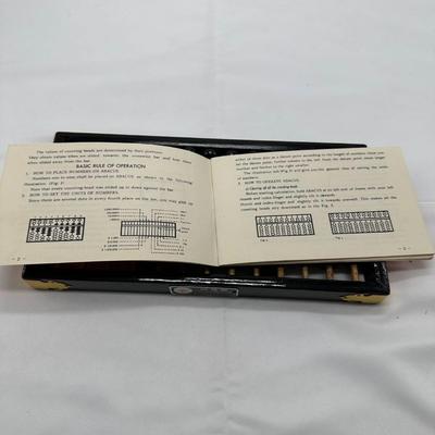 vintage Lotus Flower Brand Abacus Chinese calculator with instruction book
