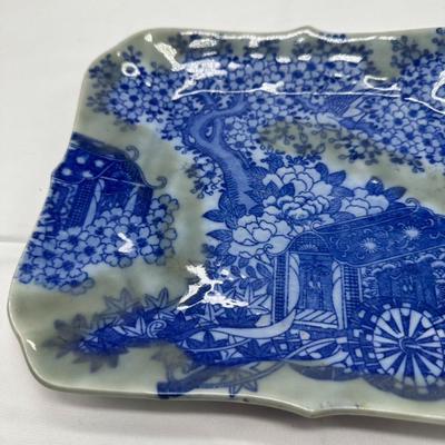 Japanese Platter, Sometsuke-Seiji Blue Patterned With Celadon, 19th C.