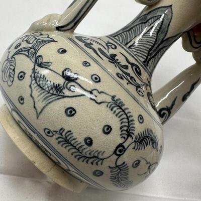 Chinese Vintage White And Blue Teapot