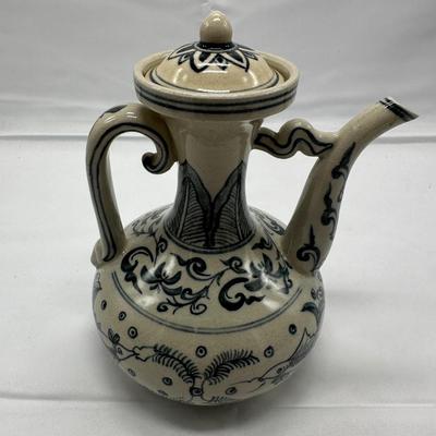 Chinese Vintage White And Blue Teapot