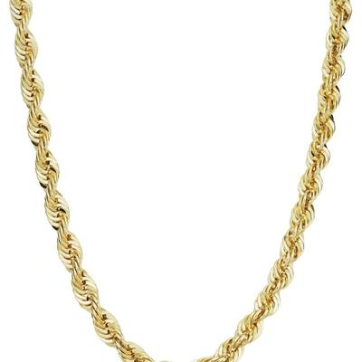 Solid 14k Yellow Gold Filled Rope Chain Necklace (6 mm, 18 inch)