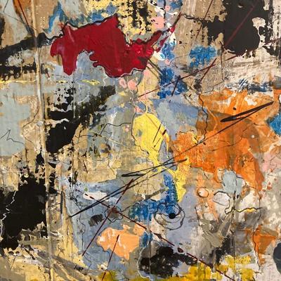 Dennis Sakelson (20th/21st Century, Bucks County, PA) - Energetic Abstract Expressionist Study on Cardboard