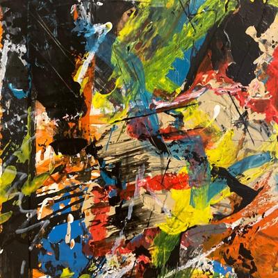 Dennis Sakelson (20th/21st Century, Bucks County, PA) - Vibrant Abstract Expressionist Composition on Cardboard