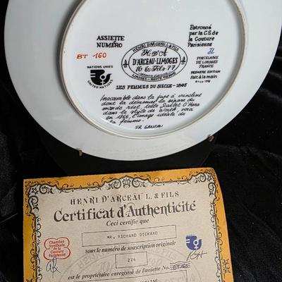 Vintage Henri D'Arceau Limoges "Scarlet en Crinoline" Porcelain Collector Plate - 1865 Women's Fashion Series by...