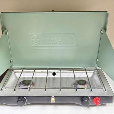 Sale Photo Thumbnail #365: All-metal classic 2-burner design, with igniter. Uses propane. Near-new condition with original box.