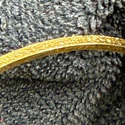 Sale Photo Thumbnail #391: Great condition. Approx. 2.75” across. Monet Textured Gold Tone Bangle Bracelet, 80s Fashion Statement Jewelry