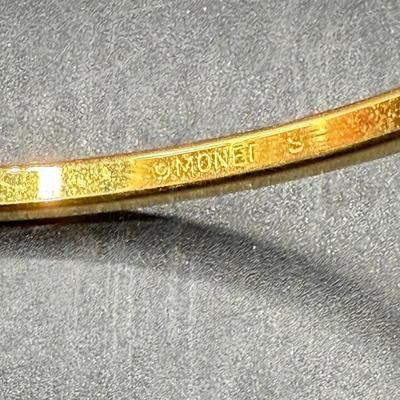 Sale Photo Thumbnail #390: Great condition. Approx. 2.75” across. Monet Textured Gold Tone Bangle Bracelet, 80s Fashion Statement Jewelry