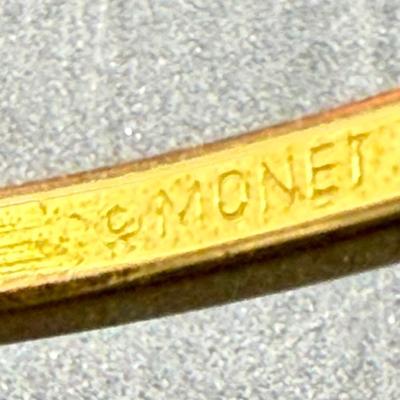 Sale Photo Thumbnail #387: Great condition. Approx. 2.75” across. Monet Textured Gold Tone Bangle Bracelet, 80s Fashion Statement Jewelry