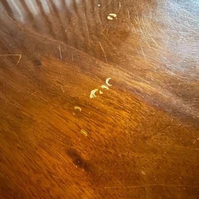 Sale Photo Thumbnail #41: Antique Early 20th Century (1920's ) Swedish Karl-Johan Biedermeier Style Extendable Drop Leaf Mahogany Wood Salon Table on Column Base w Gold Claw Feet (one was repaired)
Approximate Size 34" x 27" x 29.5"

“In good condition consistent with age. Gener