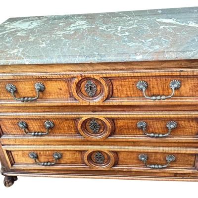 Sale Photo Thumbnail #51: Antique 19th Century Louis XV French Provincial Marble Top Chest of Drawers Commode  48" x 36" x 23"

“In great antique condition with some general marks allover especially on legs/feet.