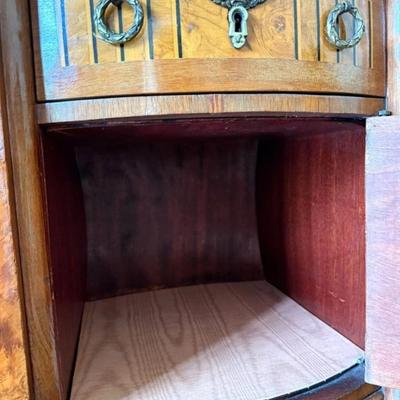 Sale Photo Thumbnail #59: Pair of Antique Marble Top Ormolu French Louis XV Nightstands or Accent Tables  23.5" x 16" x 34"
“Antique condition with some marks and dings in the wood. One area on the front looks like maybe it was repaired.