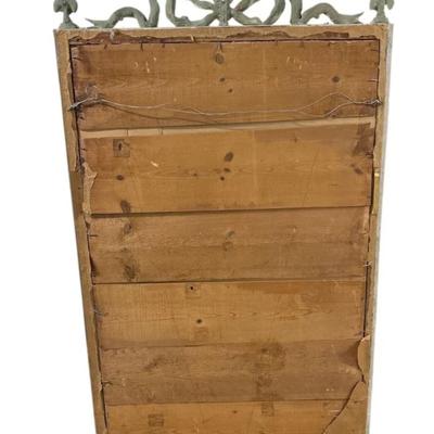 Sale Photo Thumbnail #68: Large Antique French Rectangle Mirror in a Shabby Chic Style with Hand Carved Wood Bow Top and Accents. Hand Painted Gold & Silver.
Approximate Size: 35" x 2" x 63"

“In great condition. Actual Mirror is in excellent condition. Back shows age. Scuff mar
