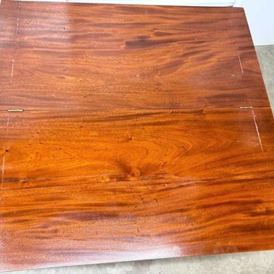 Sale Photo Thumbnail #88: Antique Empire Lyre Harp Base Flip Top Wood Game Card Accent Table
“Couple of scuffs on the base. A few very large scratches on the top including a zigzag. One that is "cracked" and extends under the table. Top is not "firm" and can move. It doesn't sit