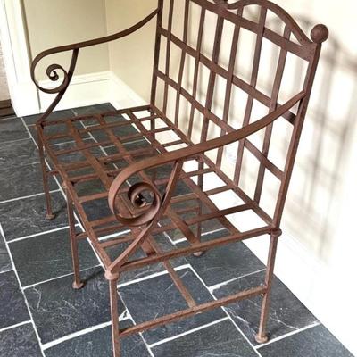 Sale Photo Thumbnail #91: Vintage Florentine Wrought Iron Metal Garden Bench  39" x 20" x 40"
“Great condition. Used in four season room inside.
