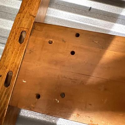 Sale Photo Thumbnail #103: Vintage Thomlinson Mid Century Modern King Size Wood & Metal Inset Headboard  78" x 2" x 39.5"
In great condition with minor marks on the wood.