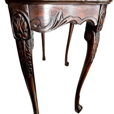 Sale Photo Thumbnail #156: Vintage Mahogany Wood Parlor Tea Table 14" x 26" x 21"
In great condition with small marks allover and one larger one on the top. Some "splitting at the seams" which I think is just part of production and not a flaw.