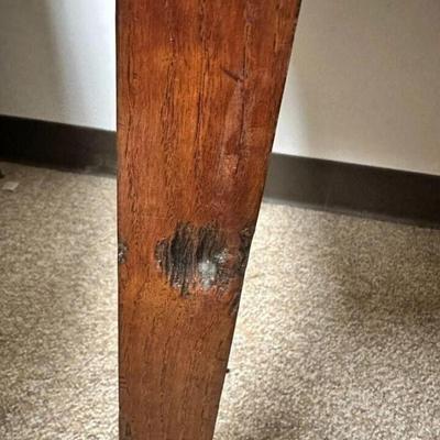 Sale Photo Thumbnail #178: Antique Oak Wood 3 Drawer Lowboy Dressing Table England Circa 1770  32" x 20" x 28"
In good antique condition with marks consistent with use especially on top. Crack in a drawer and divot in leg. Nice sturdy piece. Please see photos.