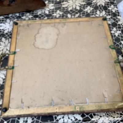 Sale Photo Thumbnail #128: This is a great wood corner shelf, and a nice world map serving tray.