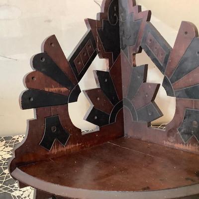 Sale Photo Thumbnail #124: This is a great wood corner shelf, and a nice world map serving tray.