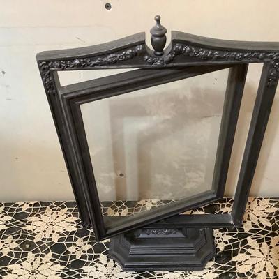 Sale Photo Thumbnail #131: Wood picture frame that spins, two wood toppers.  One has spindles and could have been to a clock the other is wood trim.