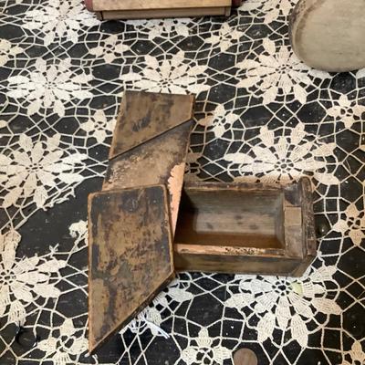 Sale Photo Thumbnail #143: You get Salesmen Sample Hokey, wood puzzle box and wood plunger