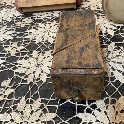 Sale Photo Thumbnail #144: You get Salesmen Sample Hokey, wood puzzle box and wood plunger