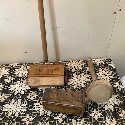 Sale Photo Thumbnail #141: You get Salesmen Sample Hokey, wood puzzle box and wood plunger