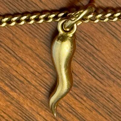 18 Karat Gold Cornicello Italian Horn Pendant Necklace