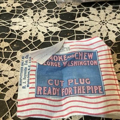 Sale Photo Thumbnail #17: Bag full of George Washington tobacco plugs cloth labels.