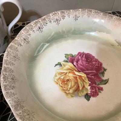 Sale Photo Thumbnail #335: You get a very nice footed Nippon round tray, flowered bowl, and two nice mugs.  One is Japan the other is Kent Pottery.