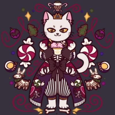 Dark Christmas Cat - DAT - Matte Print 8x8