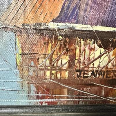 Sale Photo Thumbnail #196: Description: Vintage Jenner Signed Original City Street Scene Framed Oil Painting

Condition Notes: In great condition. Please see all photos.

Measurements: See photos for measurements. Approximately 17"x13"